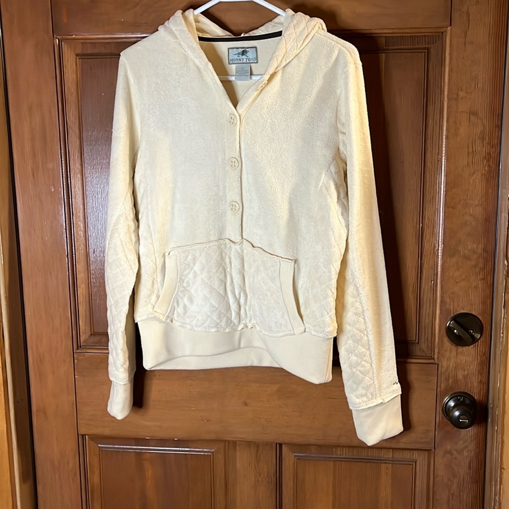 HORNY TOAD Cream Hoodie Size Small